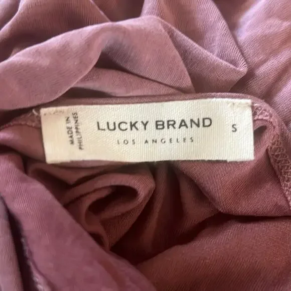 Lucky Brand Sandwash Twist Back Tee Rose Brown Modal Blend NEW Size Small - Picture 7 of 8